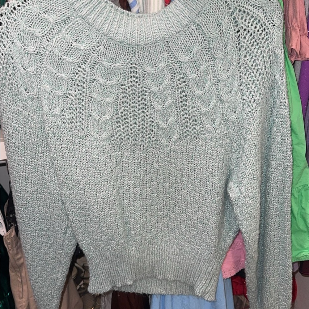 American Eagle Outfitters Light Green Knit Sweater